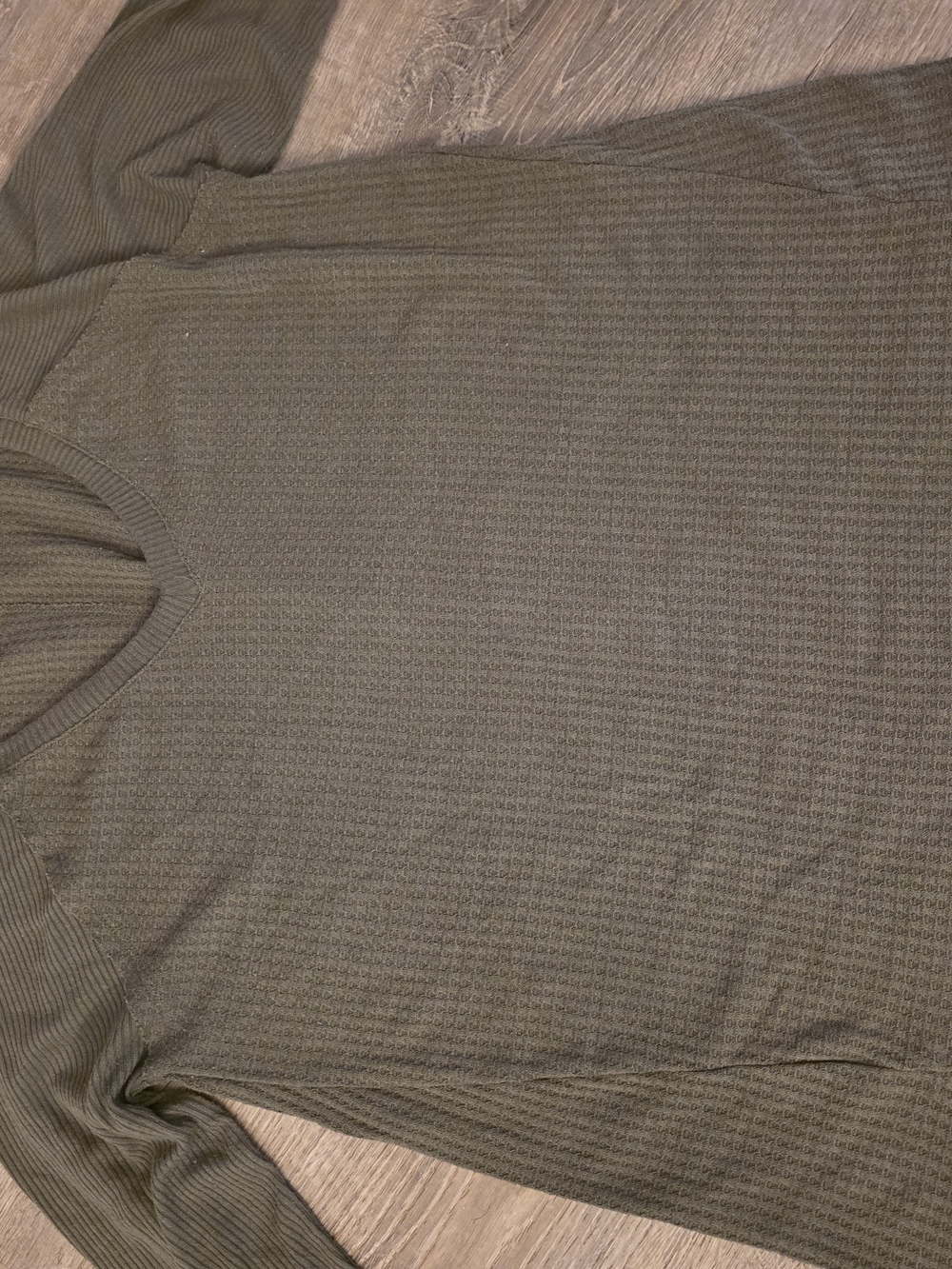 Chelsea & Theodore Olive Ribbed Waffle Knit Top
